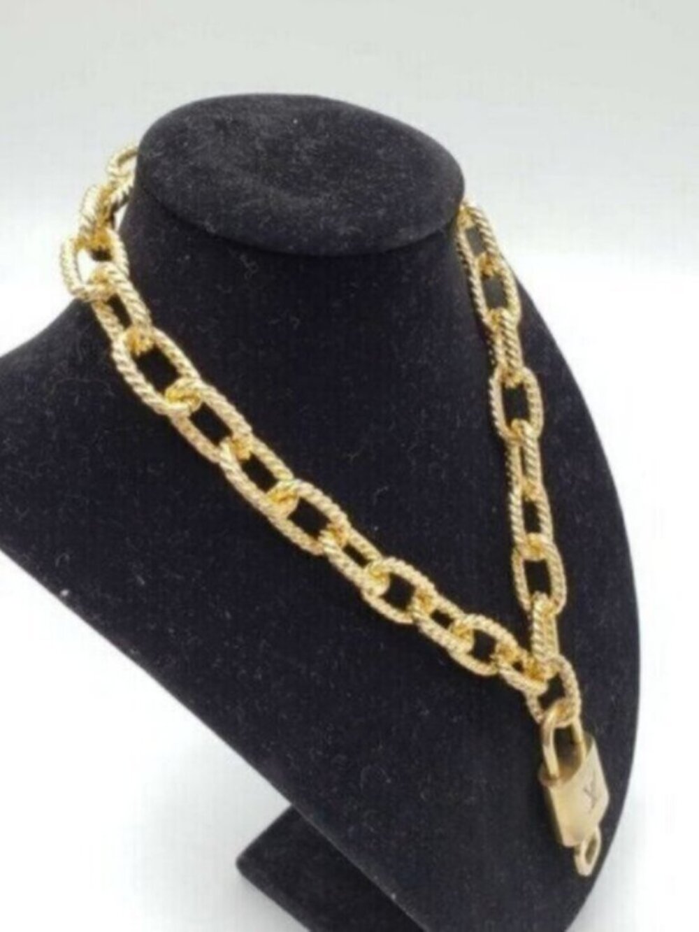 Authentic Louis Vuitton Lock and Key Gold Color with Gold Plated Chain Necklace - Picture 4 of 11